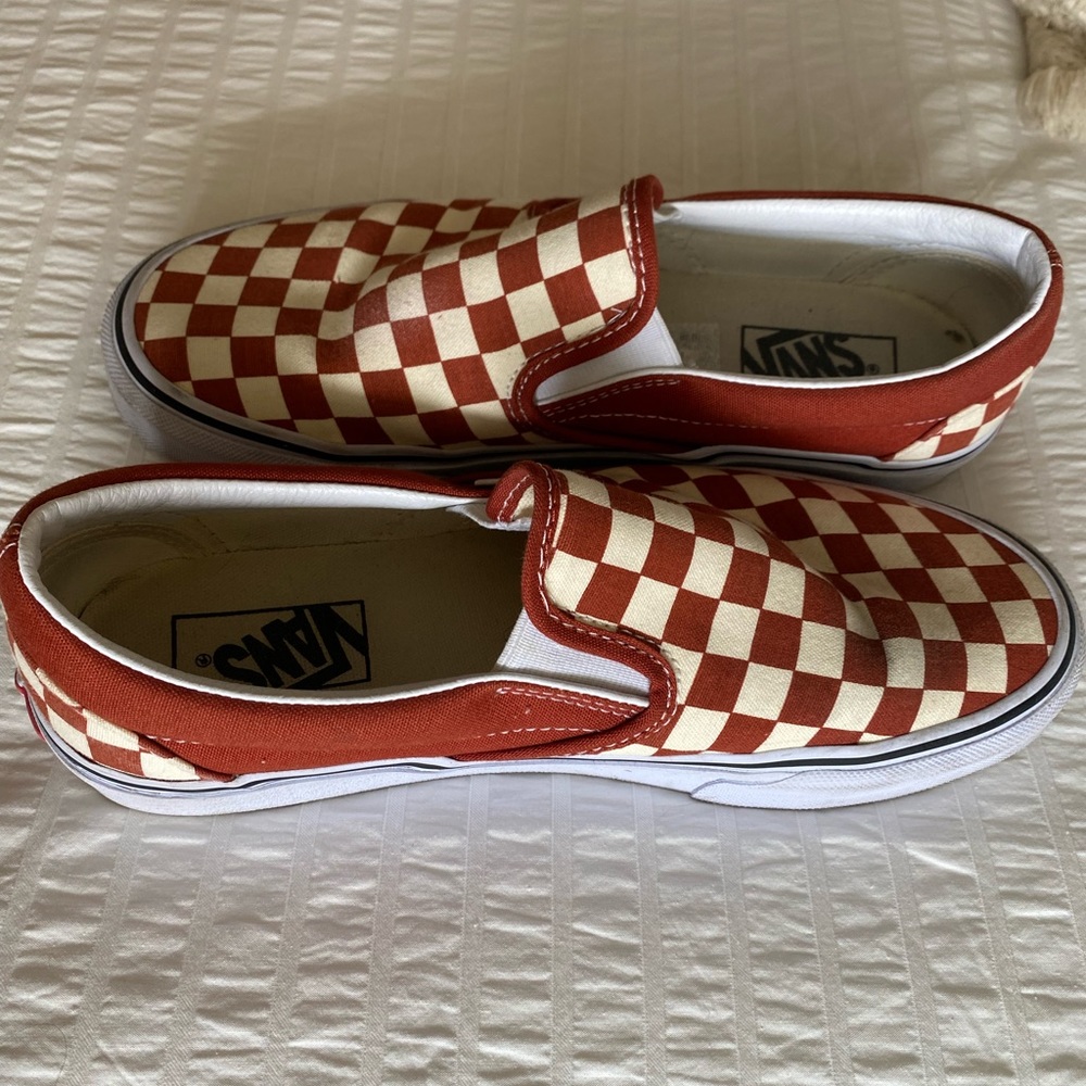 Women’s Vans checkered slip ons